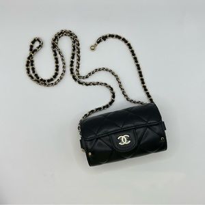 Sold Chanel Black with Gold Plated holder with Adjustable Chain.